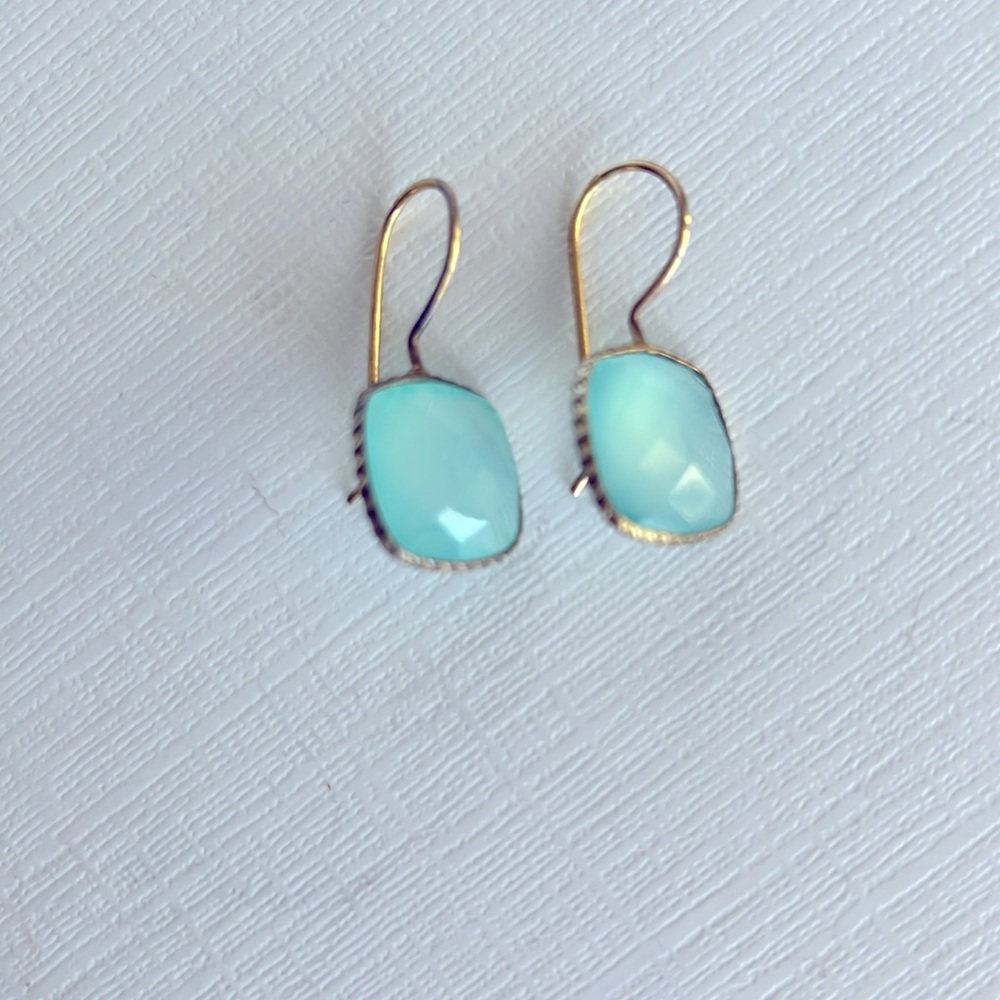 Elegant Gold and Aqua Earrings
